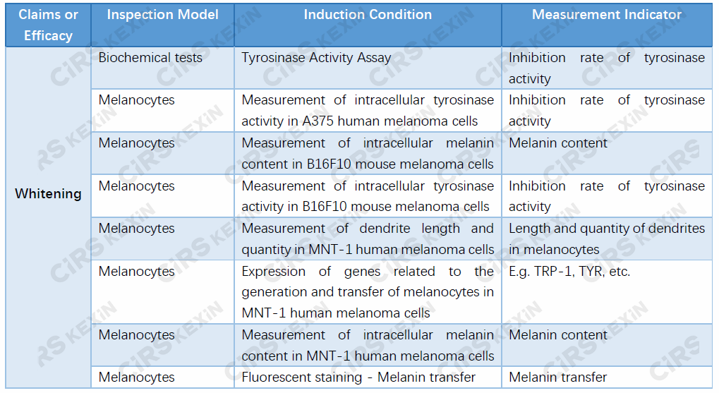 China,cosmetic,whitening,in-vitro,efficacy,test